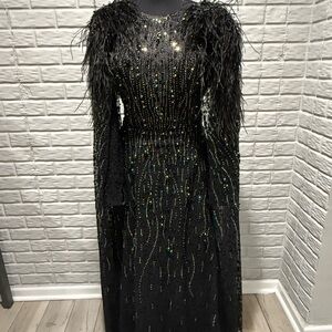 Elegant Black Feathered Gown